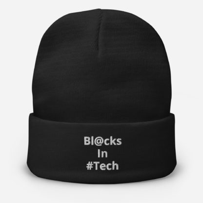 Bl@cks In #Tech Embroidered Beanie - Stacked Logo